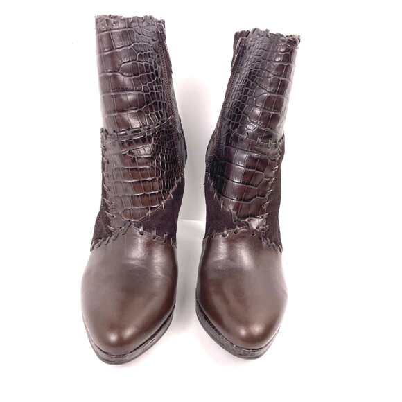 Gianni Bini Brown Patchwork Ankle Boots – Size 7.5M, 3.75” Heel - Picture 2 of 12